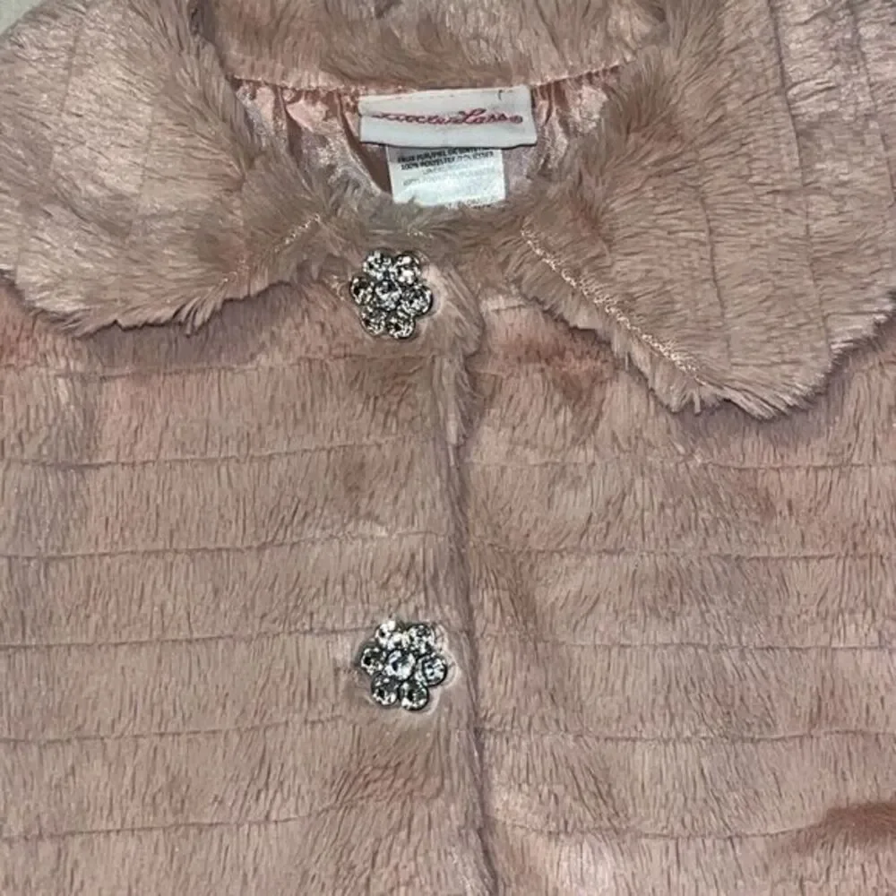 Little Lass Light Pink  Faux‎ Fur Fuzzy Jacket Coat Fashion Girls 12 Months
